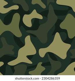 Patrón sin fisuras de camuflaje. Camo verde de moda, repite la impresión. Ilustración vectorial. La textura caqui sin fin, el camuflaje militar o de caza. Ilustración del vector