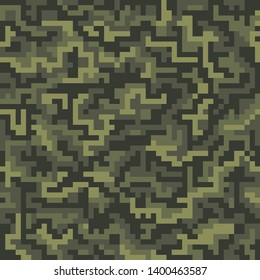 Camouflage seamless pattern. Trendy style pixel camo. Great for print on fabric. Vector illustration.