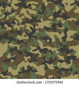 Camouflage nahtloses Muster. Trendstil Camo, wiederholen. Vektorgrafik. Chaki Textur, Militär-Armee grüne Jagd.