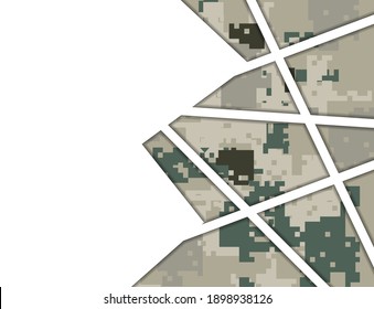 Patrón sin fisuras de camuflaje. Camo a la moda, impresión repetida. Ilustración vectorial. Textura caqui, caza verde del ejército militar
