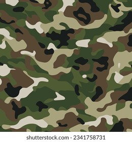 Camouflage seamless pattern. Trendy style camo, repeat print. Vector illustration. Khaki texture, perfect for military army design