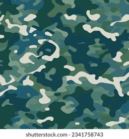 Camouflage seamless pattern. Trendy style camo, repeat print. Vector illustration. Khaki texture, perfect for military army design