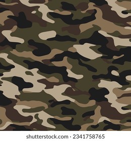 Camouflage seamless pattern. Trendy style camo, repeat print. Vector illustration. Khaki texture, perfect for military army design