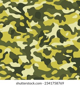 Camouflage seamless pattern. Trendy style camo, repeat print. Vector illustration. Khaki texture, perfect for military army design