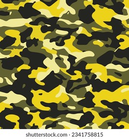 Camouflage seamless pattern. Trendy style camo, repeat print. Vector illustration. Khaki texture, perfect for military army design
