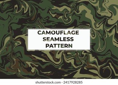 Patrón sin fisuras de camuflaje. Camo a la moda, impresión repetida. Ilustración vectorial. Textura caqui, caza verde del ejército militar