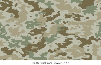 Camouflage seamless pattern. Trendy style camo, repeat print. Vector illustration. Khaki gray texture, military army green hunting print