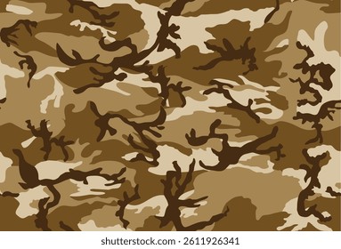 Camouflage seamless pattern. Trendy style camo, repeat print. Vector illustration. Khaki texture, perfect for military army design.