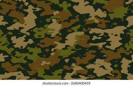 Camouflage seamless pattern. Trendy style camo, repeat print. Vector illustration. Khaki texture, military army green hunting print