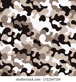 Camouflage seamless pattern. Urban fashion clothing style. Splashes brown camo repeat print. Textile design. Stock Vector