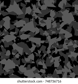Camouflage seamless pattern. Vector geometric camo background with monochrome black chaotic texture. svg