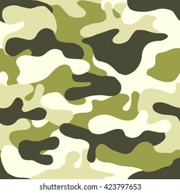 Camouflage seamless pattern. Vector illustration. Green colors.