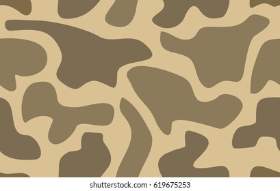 Camouflage seamless pattern Vector illustration for printing on cloth, textile, Wallpaper, paper, wrapper. Different shades of brown color Abstract background in military style