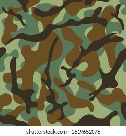 Camouflage Seamless Pattern. Vector Military Background. Forest Camo.