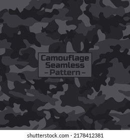 Camouflage seamless pattern. Vector modern abstract military texture. Dark grey. Seamless pattern