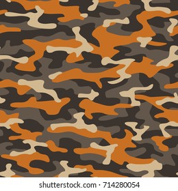 Camouflage seamless pattern. Vector modern abstract military texture. Brown texture.