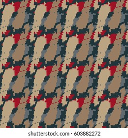Camouflage seamless pattern. Watercolor paint spots. Abstract background. Repeating distressed print, texture