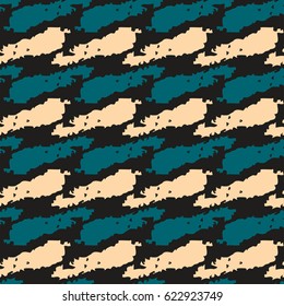 Camouflage seamless pattern. Watercolor paint spots. Abstract background. Repeating distressed print, texture