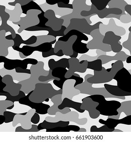 Camouflage seamless pattern in a white, black and grey colors.