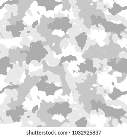 Camouflage seamless pattern. Winter camo, repeat print. Vector illustration.