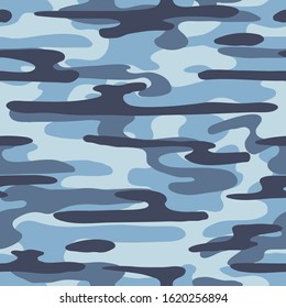 Camouflage Seamless Pattern. Winter Camo Vector Military Background