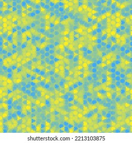 Patrón sin fisuras de camuflaje con adorno de camo extraterrestre geométrico amarillo y azul. Color de la bandera de Ucrania mitad tonos de ropa urbana enmascarar camo repetir impresión para tela y moda textil