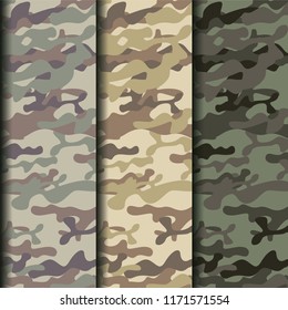 Camouflage seamless patterns background. Green Camouflage texture background.