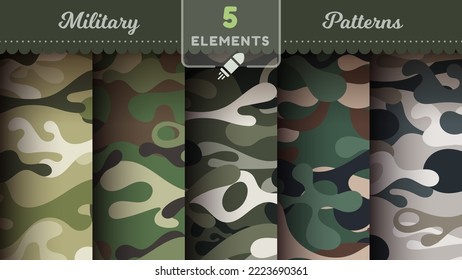 Camouflage seamless patterns, military texture, bundle war fabric