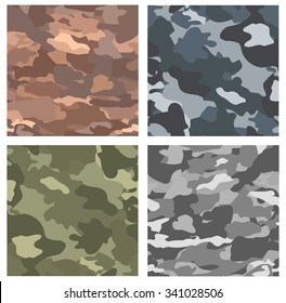 Camouflage seamless patterns. Set of military vector backgrounds.
