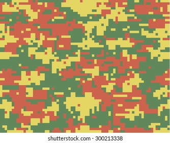 Camouflage seamless reggae pattern.Digital (pixelated) texture