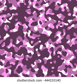 Camouflage seamless stained pattern. Abstract vector urban camo background with distorted woman pink strokes. Monochrome liquid messy texture.