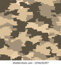 Camouflage seamless vector pattern. Abstract modern vector military background. Fabric textile print template. Classic clothing style masking camo sand ground print, shades of brown, yellow colors