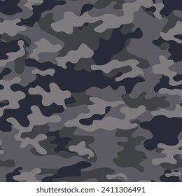 
camouflage seamless vector pattern, fashionable repeat print, gray background