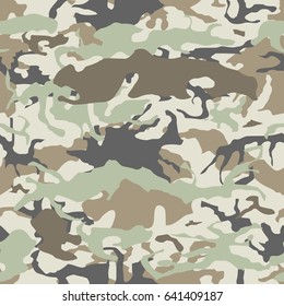 Camouflage seamless vector pattern - military camo texture.