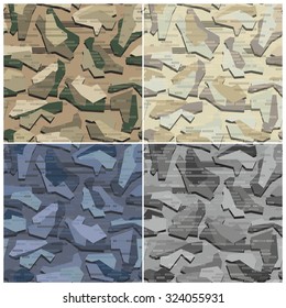 Camouflage Seamless Vector Pattern Set