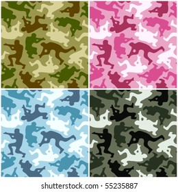 Camouflage set. Spots in the shape of men with weapons