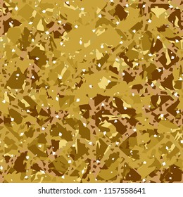 Camouflage with shades of gold, bronze and copper. Seamless texture. The picture is covered with a lattice of quadrangular and triangular cells.