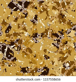 Camouflage with shades of gold, bronze and copper. Seamless texture. The picture is covered with a lattice of quadrangular and triangular cells.