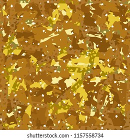 Camouflage with shades of gold, bronze and copper. Seamless texture. The picture is covered with a network consisting of dancing lines.