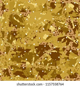Camouflage with shades of gold, bronze and copper. Seamless texture. The picture is covered with a network consisting of dancing lines.