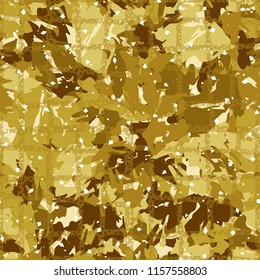 Camouflage with shades of gold, bronze and copper. Seamless texture. The picture is covered with a network consisting of small four-cornered cells.