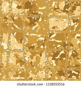 Camouflage with shades of gold, bronze and copper. Seamless texture. The picture is covered with a network consisting of quadrangles.