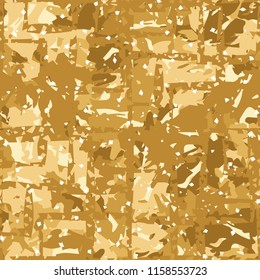 Camouflage with shades of gold, bronze and copper. Seamless texture. The picture is covered by a network consisting of lines intersecting at right angles.