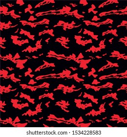 Camouflage skin red black seamless military textile products Background Pattern Vector illustration