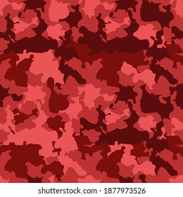 Camouflage skin seamless background with red colors. Textile design pattern vector illustration