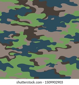Camouflage skin Seamless military textile products natural forest shades Background Pattern Vector illustration