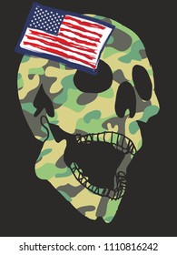 camouflage skull graphic design vector art