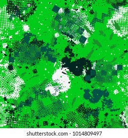 Camouflage sport pattern background seamless vector illustration. Classic camouflage sport pattern clothing style masking camo repeat print. Green, olive, white colors forest texture