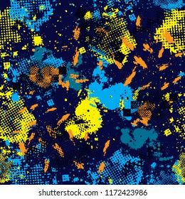 Camouflage sport pattern background seamless vector illustration. Classic camouflage sport pattern clothing style masking camo repeat print. Blue colors sea texture. Pattern for kids, boys, girls