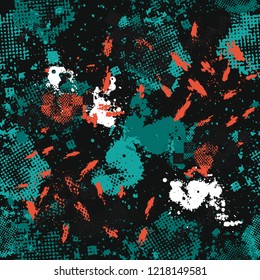 Camouflage sport pattern background seamless vector illustration. Classic camouflage sport pattern clothing style masking camo repeat print. Blue colors sea texture. Pattern for kids, boys, girls